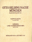 BIBLIOGRAFIA NUMISMATICA - CATALOGHI D'ASTA Helbing Otto, Monaco - Asta del 14/10/1930 - Lotti 1577, pagg 93 e 32 tavv., con aggiudicazioni
 
Ottimo