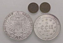 LOTTI - Estere BELGIO - 5 ecu 1987, Austria tallero 1780 riconio, in aggiunta Russia copeco 1983 (2) Lotto di 4 monete
 Lotto di 4 monete
BB÷SPL
