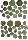 IMPERIO ROMANO. Lote de 22 piezas: sestercios (2), dupondio (1) antoninianos y pequeños bronces (19). De RC a BC+.