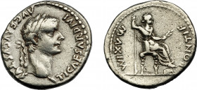 IMPERIO ROMANO. TIBERIO. Denario. Lugdunum (36-37 d.C.). A/ Busto laureado a der. R/ Livia sentada a der. en silla con patas ornamentadas y sobre líne...