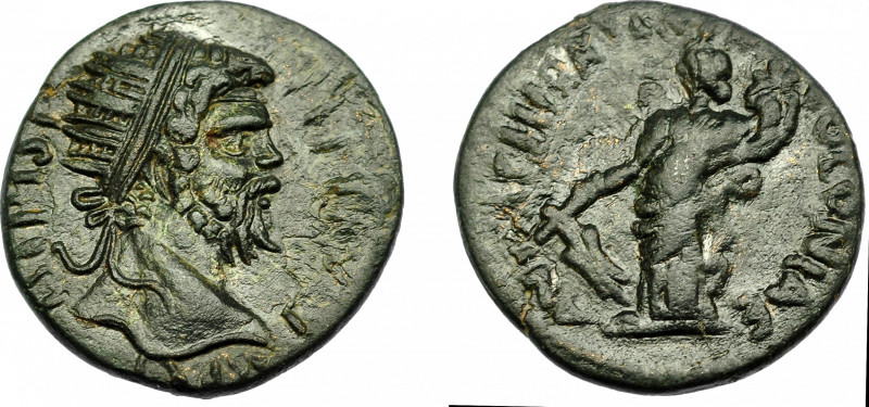 IMPERIO ROMANO. SEPTIMIO SEVERO. AE-22. Antioquía (193-211). R/ Tyché a izq. con...