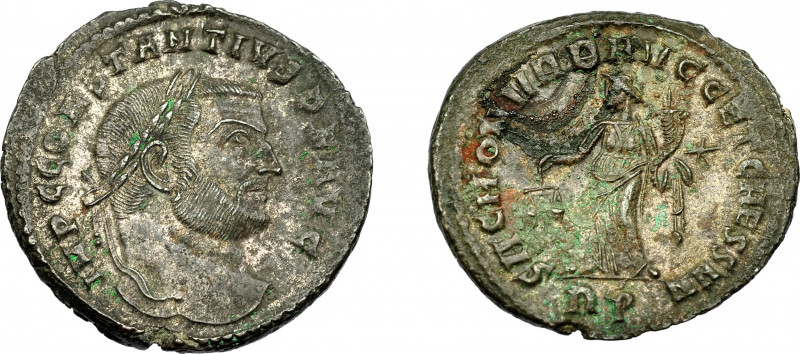 IMPERIO ROMANO. CONSTANCIO I. Follis. Roma (305). R/ Moneta a izq. con balanza y...