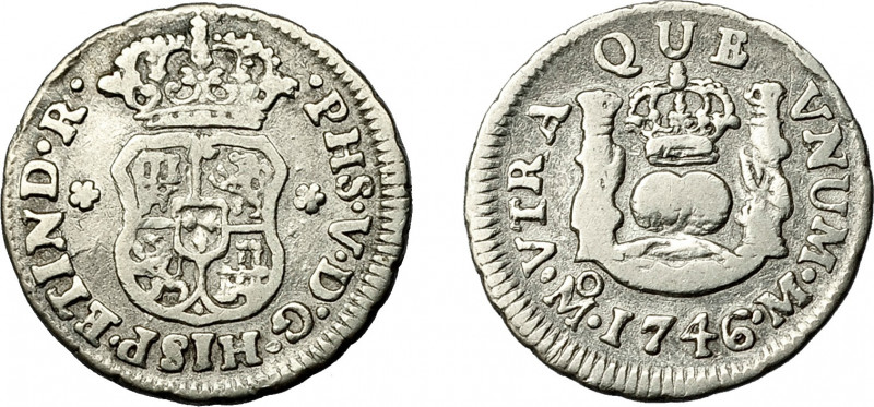 FELIPE V. 1/2 real. 1746. México. M. VI-237. MBC-.