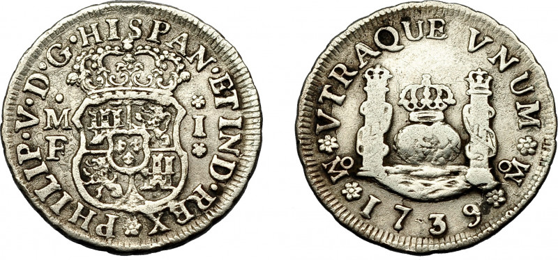 FELIPE V. Real. 1739. México. MF. VI-462. MBC/MBC-.