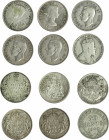 MONEDAS EXTRANJERAS. CANADÁ. Lote de 6 monedas de 50 cents. 1909, KM-11; 1929, KM-25; 1944, KM-36; 1949, KM-45; 1950, KM-45; 1962, KM-56. MBC-/EBC.