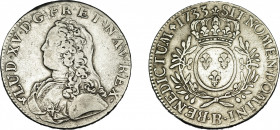 MONEDAS EXTRANJERAS. FRANCIA. Luis XV. Écu. 1733. Rouen. B. KM-486.3. MBC-/MBC.