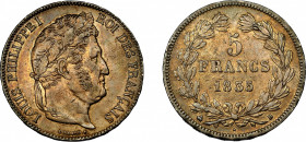 MONEDAS EXTRANJERAS. FRANCIA. Luis Felipe. 5 francos. 1835. Rouen. B. KM-749. MBC.