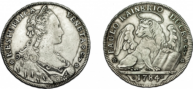 MONEDAS EXTRANJERAS. ESTADOS ITALIANOS. Venecia. Tallero. 1784. C-104. Rebaba en...