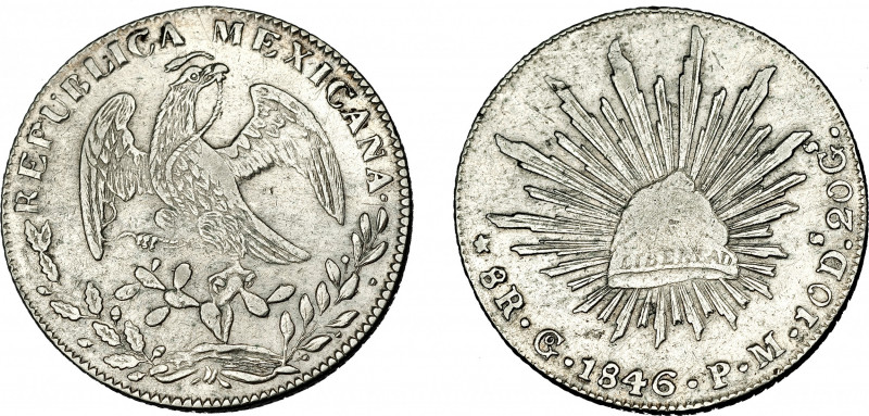 MONEDAS EXTRANJERAS. MÉXICO. 8 Reales. 1846. Guanajuato. PM. KM-377.8. MBC.