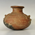 PREHISPÁNICO. Cuenco con decoración geométrica. Cultura Moche (150-700 d.C). Terracota con policromía. Longitud 11,5 cm.