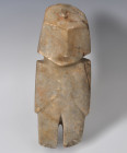 PREHISPÁNICO. Ídolo antropomorfo. Cultura Mezcala (800-200 a.C). Mármol. Longitud 22 cm. Ex Meza Family Collection. Ex Arte Primitivo Gallery.
