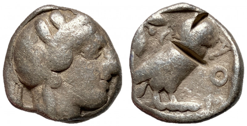 Attica, Athens, 454 - 404 BC
Silver Tetradrachm, 24mm, 16.76 grams
Obverse: He...
