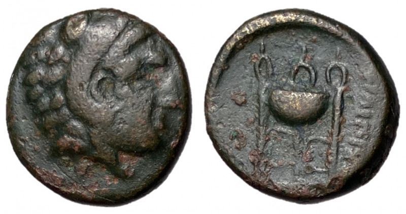 Macedon, Philippoi, 356 - 345 BC
AE17, 5.53 grams
Obverse: Head of Herakles ri...