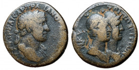 Trajan, 98 - 117 AD, AE24 of Tripolis with the Dioscuri