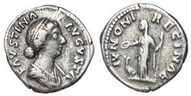 Faustina Jr. 161 - 164 AD, Silver Denarius, Juno