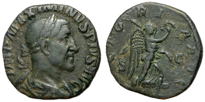 Maximinus I, 235 - 238 AD
AE Sestertius, Rome Mint, 29mm, 14.48 grams
Obverse:...