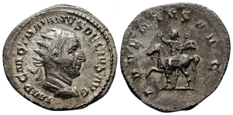 Trajan Decius, 249 - 251 AD
Silver Antoninianus, Rome Mint, 21mm, 3.26 grams
O...