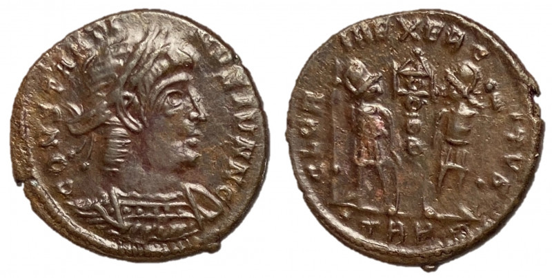Constantine II, as Caesar, 337 - 340 AD
AE Follis, Treveri Mint, 16mm, 1.87 gra...