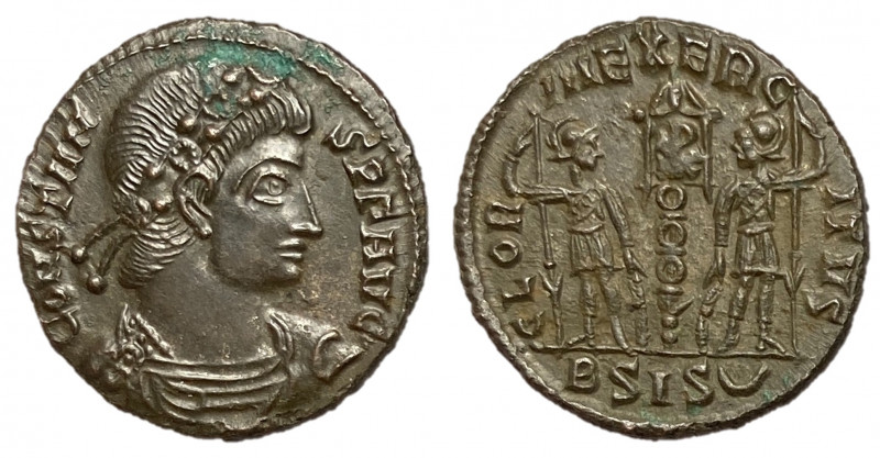 Constans, 337 - 350 AD
AE Follis, Siscia Mint, 16mm, 1.80 grams
Obverse: CONST...