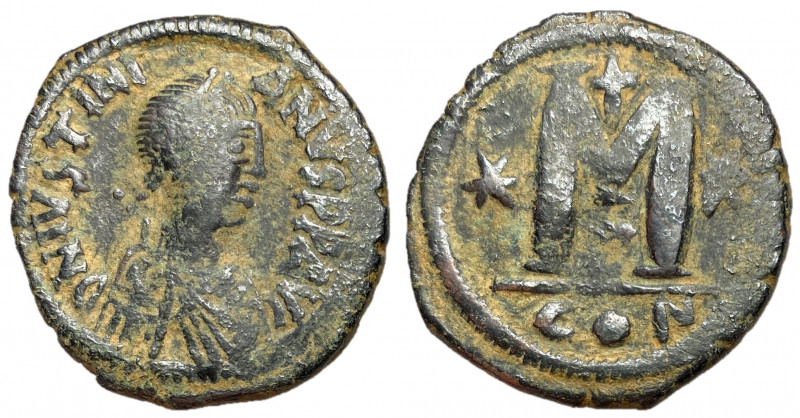 Justinian I, 527 - 565 AD
AE Follis, Constantinople Mint, 32mm, 15.19 grams
Ob...