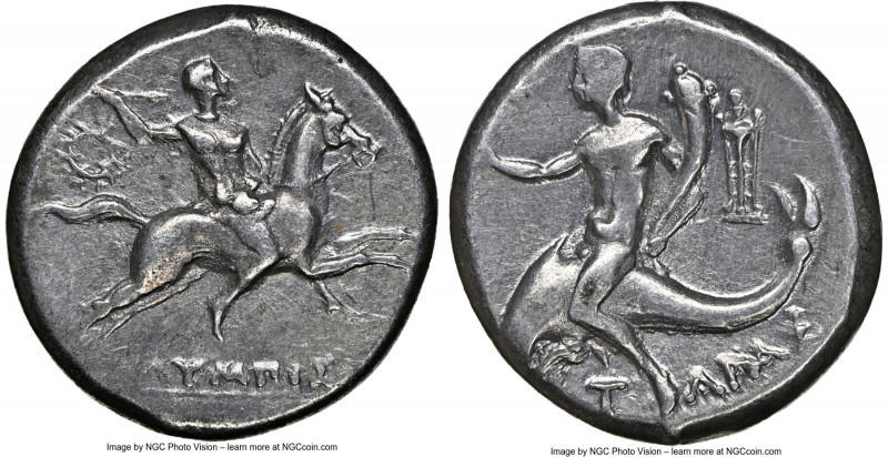 CALABRIA. Tarentum. Ca. 240-228 BC. AR stater or didrachm (20mm, 6.46 gm, 5h). N...