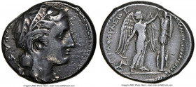 SICILY. Syracuse. Agathocles (317-289 BC). AR tetradrachm (25mm, 17.01 gm, 12h). NGC Choice VF 3/5 - 5/5. Ca. 310-306/5 BC. KOPAΣ, head of Kore-Persep...