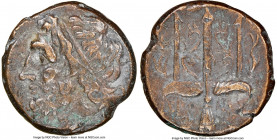 SICILY. Syracuse. Hieron II (ca. 275-215 BC). AE litra (19mm, 10h). NGC Choice VF. Head of Poseidon left, wearing taenia / ΙΕΡΩ-ΝΟΣ / Θ-Φ, trident hea...