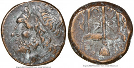 SICILY. Syracuse. Hieron II (ca. 275-215 BC). AE litra (18mm, 9h). NGC Choice VF. Head of Poseidon left, wearing taenia / ΙΕΡΩ-ΝΟΣ / Θ-Φ, trident head...