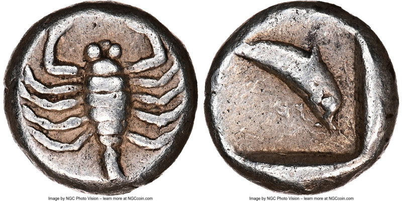 THRACO-MACEDONIAN. Ca. 5th Century BC. AR diobol (9mm, 9h). NGC Choice VF. Scorp...