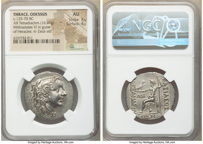 THRACE. Odessus. Ca. 125-70 BC. AR tetradrachm (29mm, 16.07 gm, 12h). NGC AU 3/5...