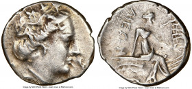 EUBOEA. Histiaea. Ca. 3rd-2nd centuries BC. AR tetrobol (14mm, 12h). NGC Choice VF. Head of nymph right, wearing vine-leaf crown, earring and necklace...