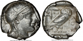 ATTICA. Athens. Ca. 455-440 BC. AR tetradrachm (25mm, 17.18 gm, 1h). NGC XF 5/5 - 3/5. Early transitional issue. Head of Athena right, wearing crested...