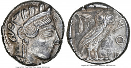 ATTICA. Athens. Ca. 440-404 BC. AR tetradrachm (24mm, 17.16 gm, 8h). NGC Choice AU 5/5 - 3/5. Mid-mass coinage issue. Head of Athena right, wearing ea...