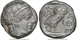 ATTICA. Athens. Ca. 440-404 BC. AR tetradrachm (23mm, 17.18 gm, 2h). NGC Choice AU 4/5 - 4/5. Mid-mass coinage issue. Head of Athena right, wearing ea...