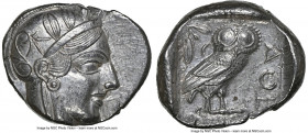 ATTICA. Athens. Ca. 440-404 BC. AR tetradrachm (27mm, 17.22 gm, 6h). NGC Choice AU 4/5 - 4/5. Mid-mass coinage issue. Head of Athena right, wearing ea...