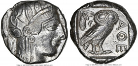ATTICA. Athens. Ca. 440-404 BC. AR tetradrachm (24mm, 17.18 gm, 5h). NGC AU 5/5 - 4/5. Mid-mass coinage issue. Head of Athena right, wearing earring, ...