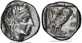 ATTICA. Athens. Ca. 440-404 BC. AR tetradrachm (23mm, 17.17 gm, 3h). NGC AU 5/5 - 3/5. Mid-mass coinage issue. Head of Athena right, wearing earring, ...
