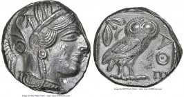 ATTICA. Athens. Ca. 440-404 BC. AR tetradrachm (23mm, 17.19 gm, 4h). NGC AU 4/5 - 4/5. Mid-mass coinage issue. Head of Athena right, wearing earring, ...