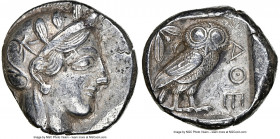 ATTICA. Athens. Ca. 440-404 BC. AR tetradrachm (24mm, 17.15 gm, 4h). NGC Choice XF 5/5 - 3/5. Mid-mass coinage issue. Head of Athena right, wearing ea...