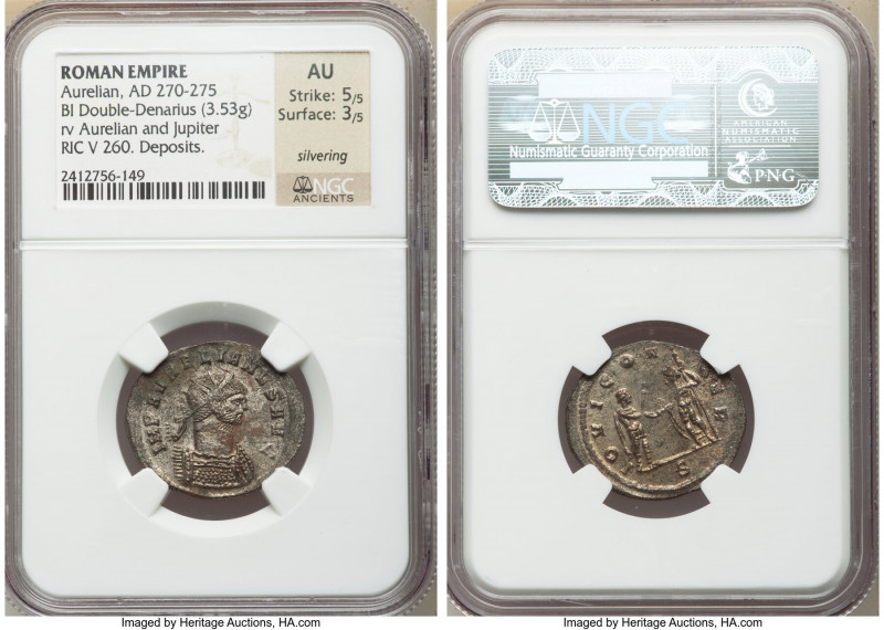 Aurelian (AD 270-275). BI antoninianus (24mm, 3.53 gm, 11h). NGC AU 5/5 - 3/5, S...