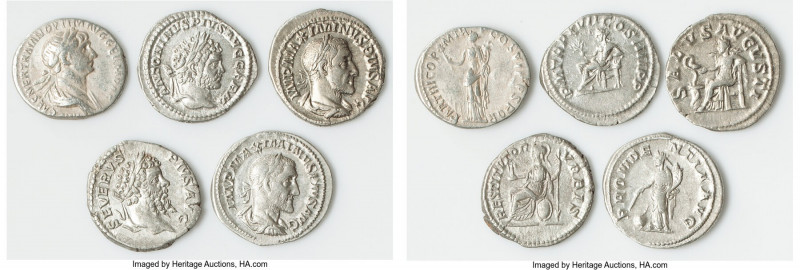 ANCIENT LOTS. Roman Imperial. Lot of five (5) AR denarii. VF-XF. Includes: Five ...