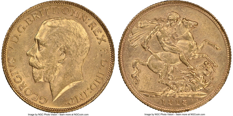 George V gold Sovereign 1915-S MS62 NGC, Sydney mint, KM29. AGW 0.2355 oz.

HI...