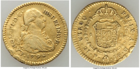 Charles IV gold Escudo 1798 P-JF VF (Rim Damage), Popayan mint, KM56.2. 19mm. 3.35gm.

HID09801242017

© 2022 Heritage Auctions | All Rights Reser...
