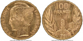 Republic gold 100 Francs 1935 UNC Details (Obverse Scratched) NGC, Paris mint, KM880. 

HID09801242017

© 2022 Heritage Auctions | All Rights Rese...