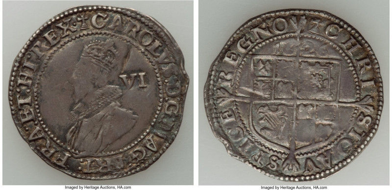 Charles I Shilling 1626 VF (Bent), Tower mint (under Charles I), Cross Calvary m...