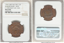 Somersetshire. Bath copper 1/2 Penny Token 1794 MS63 Brown NGC, D&H-50e. 28mm. Edge: YORK BUILT A.M. 1223. Glossy with hints of mint red throughout. ...