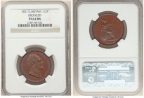 William IV bronzed Proof 1/2 Penny 1831 PR63 Brown NGC, KM706a, S-3847. Glossy red-brown surfaces, dent near eyebrow noted for accuracy. 

HID098012...