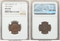 Victoria Farthing 1853 MS64 Brown NGC, KM725. WW initials raised. 

HID09801242017

© 2022 Heritage Auctions | All Rights Reserved