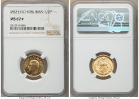 Muhammad Reza Pahlavi gold 1/2 Pahlavi MS 2537 (1978) MS67 S NGC, KM1199. Assigned a coveted "star" designation by NGC and dressed in a prominent semi...