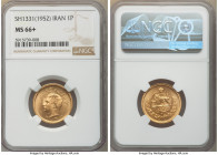Muhammad Reza Pahlavi gold Pahlavi SH 1331 (1952) MS66+ NGC, KM1162. Decorated in a pervasive golden sheen contributing to an above average eye appeal...